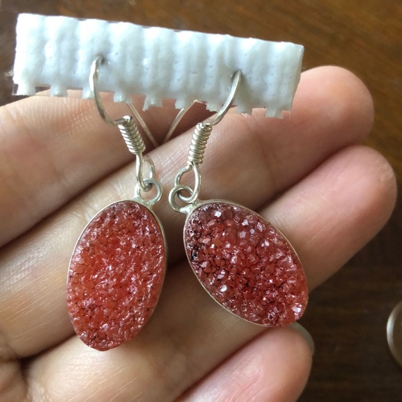 Crystal Narwhal Jewelry - Druzy crystal quartz earrings